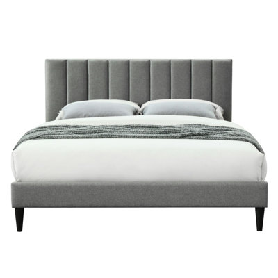 Supported Twin Sized Channel Bed In A Box - Gray Headboard With Function Design