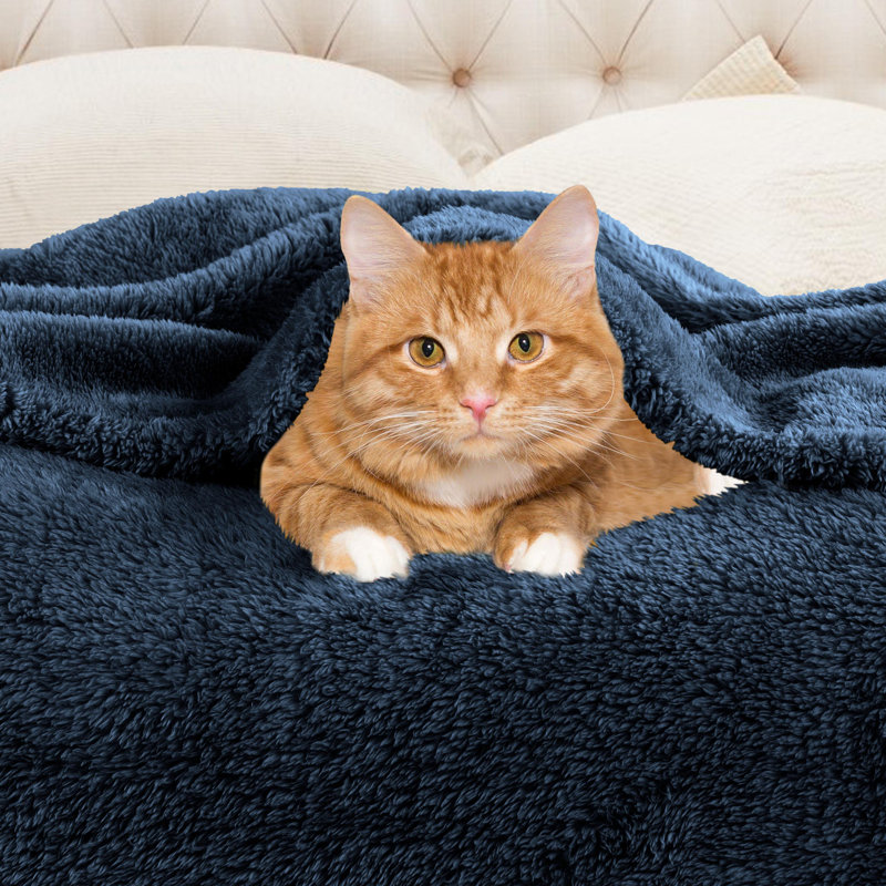 Superior Solid Polyester Reversible All-Season Fleece Throws Blanket, Throw XL, Navy