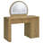 Irwin Makeup Vanity Table with Arched LED Mirror, Drawer and Cabinet Storage, Rustic Oak