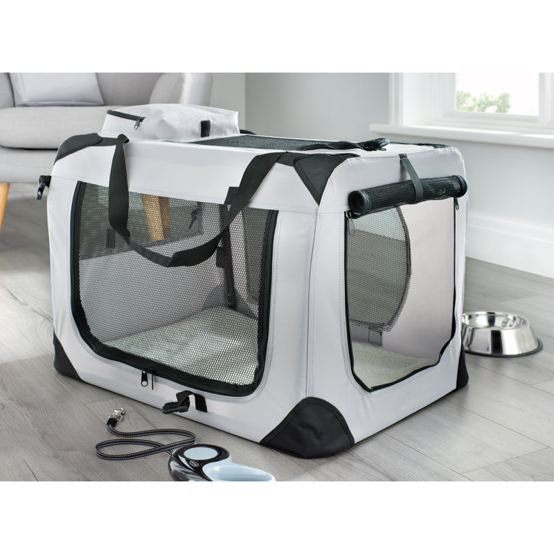 Chorley Collapsible Soft-Sided Crate with 1 Door, Grey, Medium (42 cm H x 42 cm W x  60 cm L)
