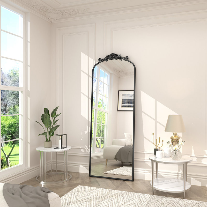 Miroir mural en verre trempé Amara, Noir, 65 po x 22 po