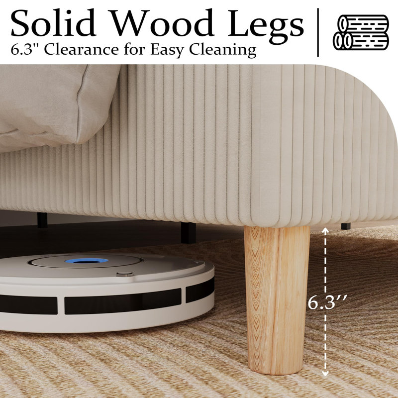 Cadre de lit plateforme rembourré en velours côtelé, tête de lit capitonnée à oreilles, cadre en métal robuste et sommier à lattes en bois, capacité de 500 kg, convient aux matelas de 20 à 30 cm d'épaisseur, aucun sommier requis