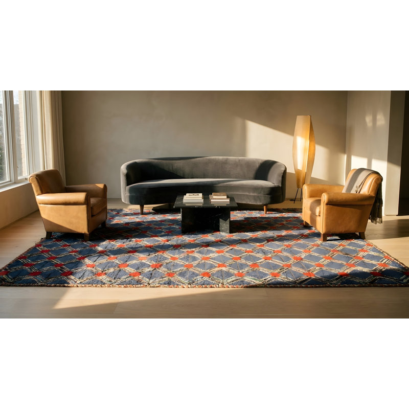 Handmade Wool Geometric and Trellis Area Rug