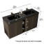 Meuble-lavabo double 60 po avec plateau à surface solide noir mat, brun chêne fumé -109252504-105079992-105076118