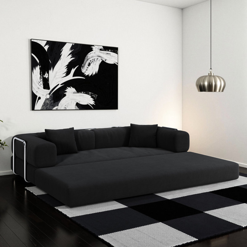 Lit convertible gris à 4 places, conception modulaire de 78,8 pouces, formes variables, lit au sol amovible en velours côtelé lavable avec, couleur, profondeur d'assise de 70 cm, formes