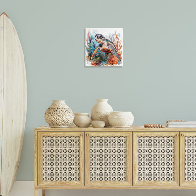  Art mural sur toile «Drifting Sea Turtle» par LSR Design Studio
