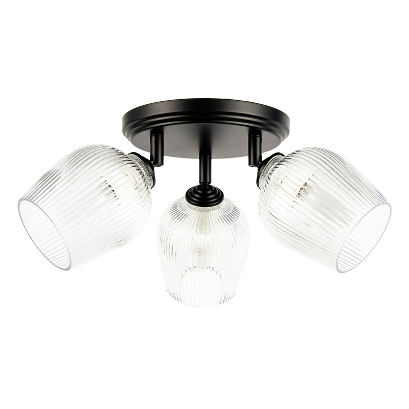 Glass Semi Flush Mount, Matte Black