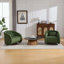 Fauteuil demi-tonneau pivotant en velours en forme de citrouille - base en bois massif - pivotant sur 360 °-1354580764
