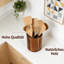 Brown Wooden Rotating Circle Kitchen Utensil Holder for Spoons, Forks