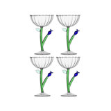 Botanica - Optical Champagne Bowl Blue Flower 9.5 Oz