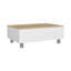 Table basse à plateau relevable Aran, compartiment de rangement, blanc / chêne clair