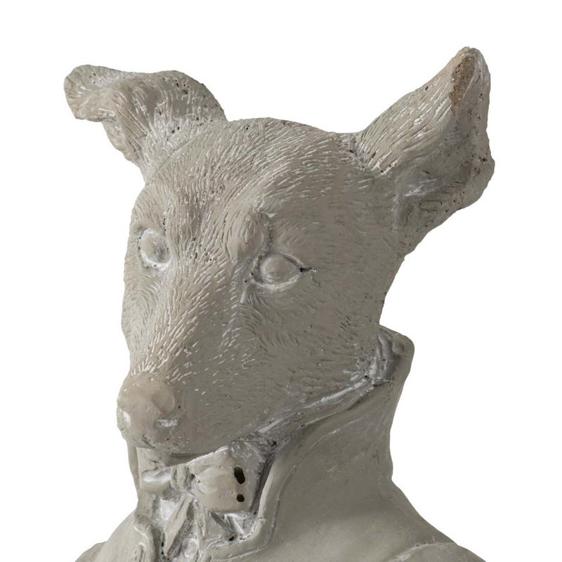 10.5"H Gray Cement Dog Bust Accent