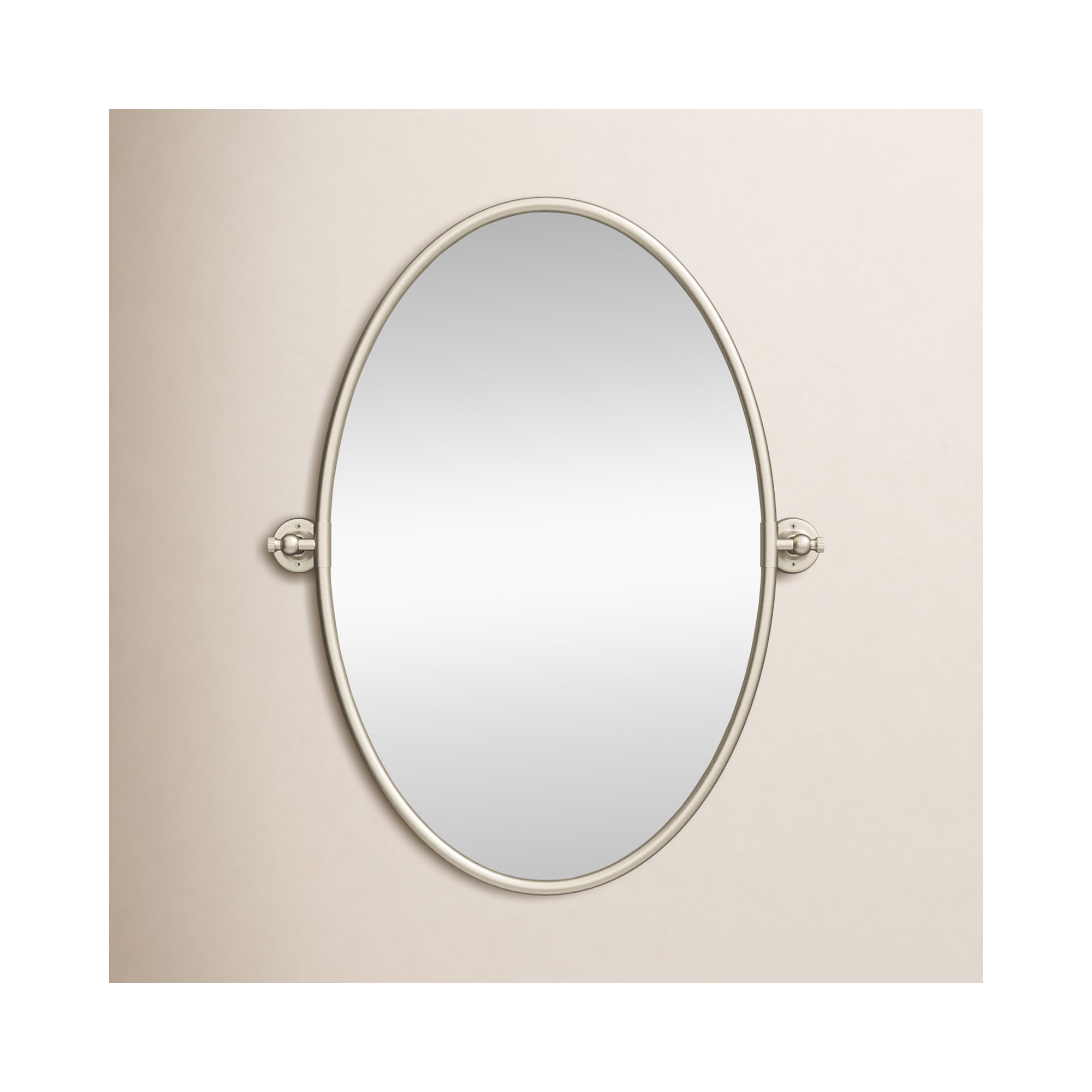 Dara Brass Oval Mirror, Silver