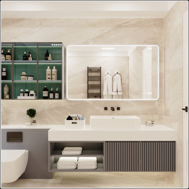 Miroir de salle de bain 60 x 36 pouces à DEL à intensité variable avec fonction antibuée, mémoire et réglage continu de la température de couleur
