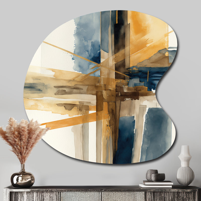 «Cniya - Abstract Spirals Unique Shape», reproduction d'art asymétrique moderne, H 33 po x l 33 po