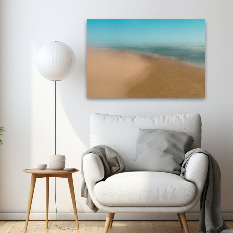 Sable et surf, plage de Bokeh bleue contemporaine, H 36 po x l 24 po