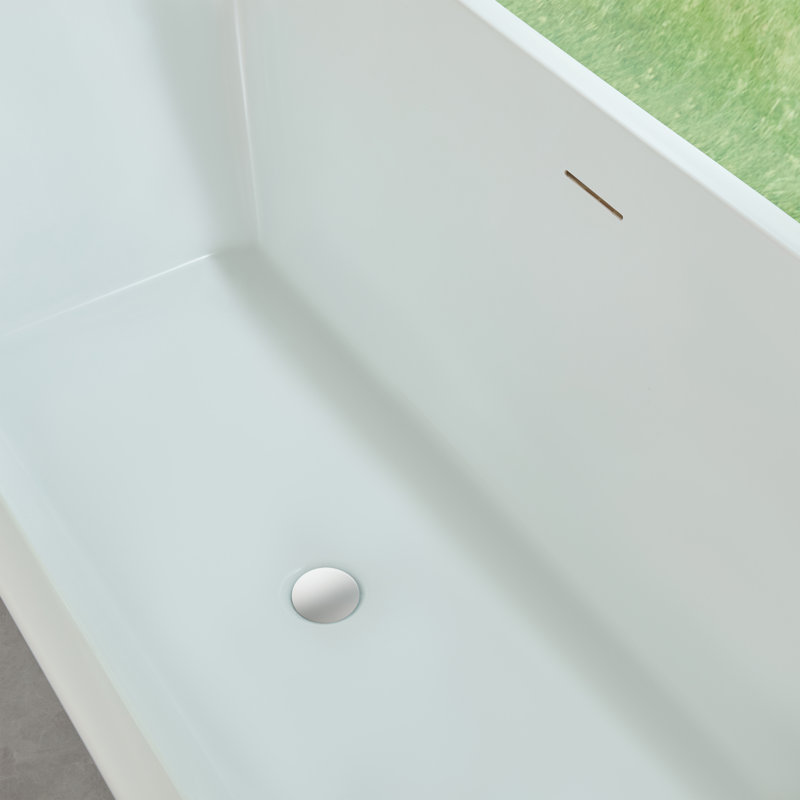 66.9" x 29.5" Freestanding Soaking Acrylic Bathtub, White/Integrated