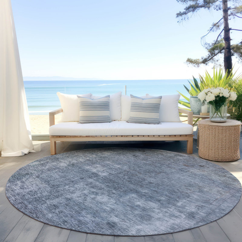 Tapis intérieur / extérieur bleu Isadorae , 8 pi x 8 pi