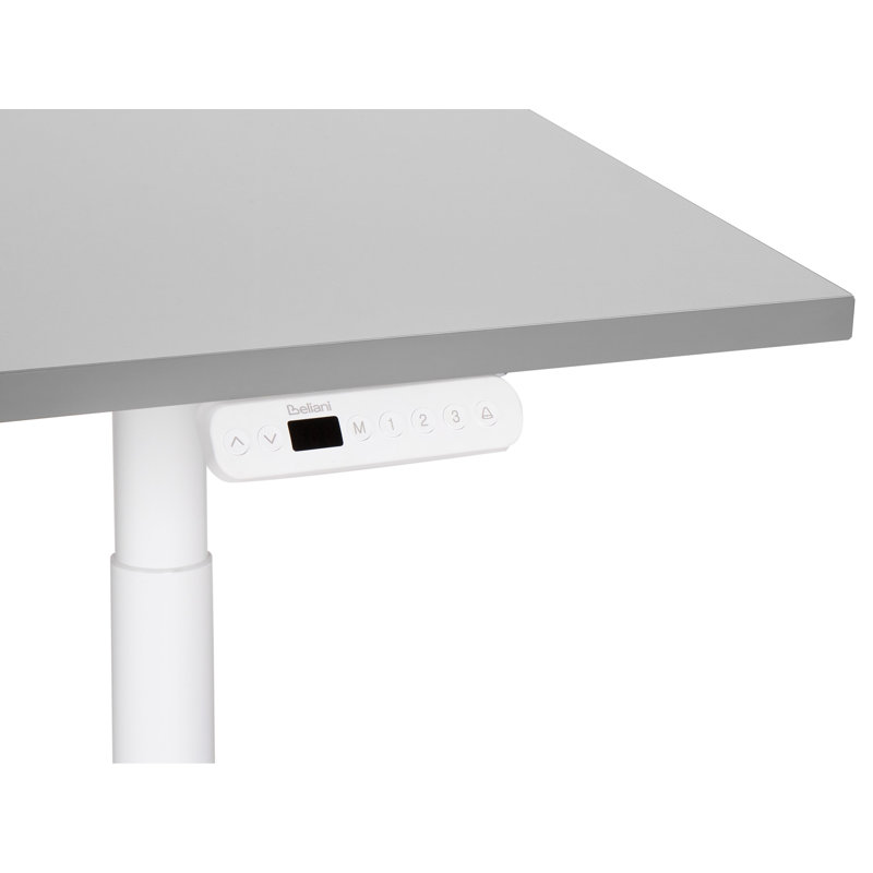 Garrey Adjustable Metal Base Standing Desk, 132cm H x 120cm W x 72cm D, White, Grey