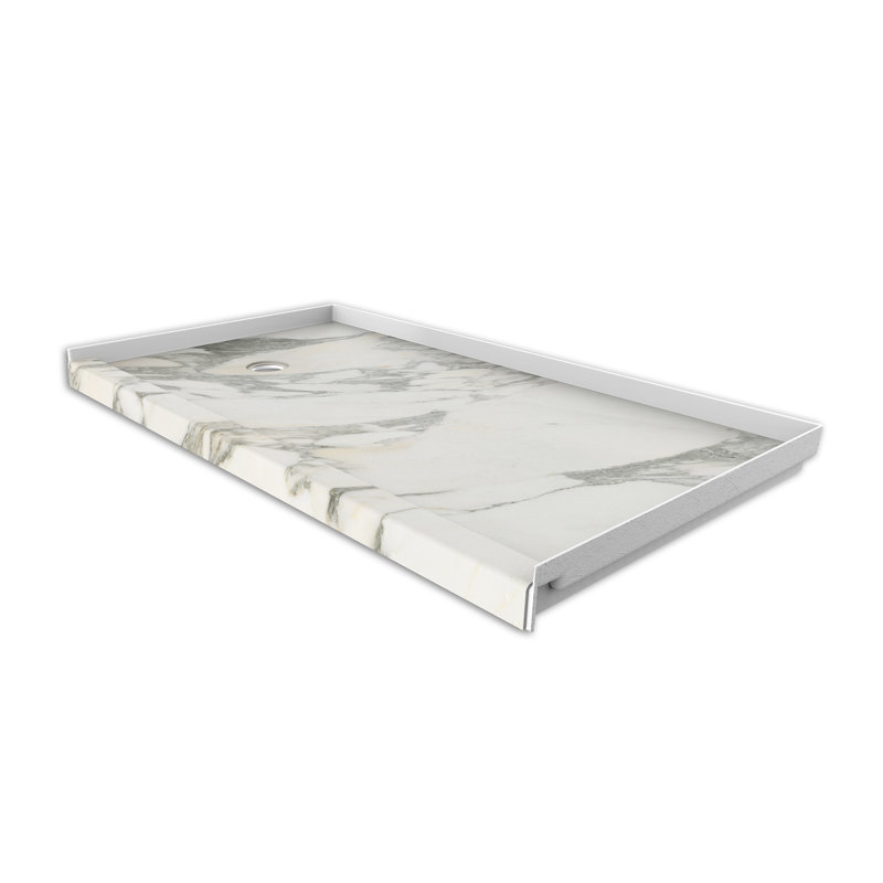 Base de douche FlexStone® l 60 po x P 32 po avec drain à gauche en or Calcutta, Or Calcutta