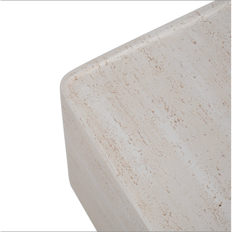 Daphne Outdoor Patio MGO Side Table, Beige Travertine Finish, Set Of 1