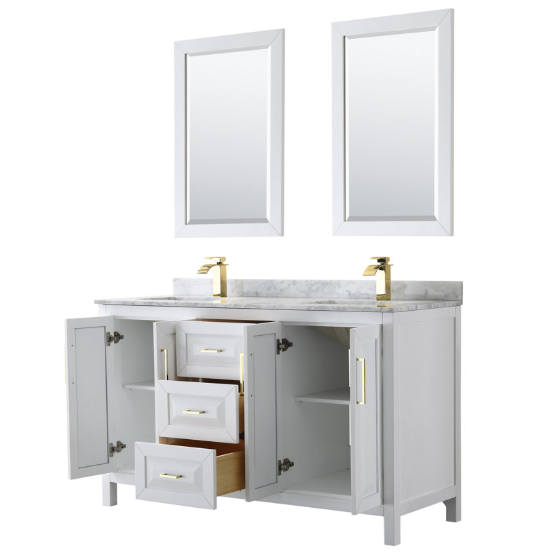 Daria 60'' W Double Vanity, Carrara Cultured Marble, Dark Espresso, Polished Chrome