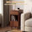 Modern Fluted Nightstand with 2 Drawers, Handleless Bedside Table for Small Spaces