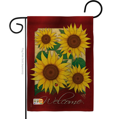 Drapeau de jardin 2 côtés en toile jute 1,5 x 1,1 pi welcome florales spring