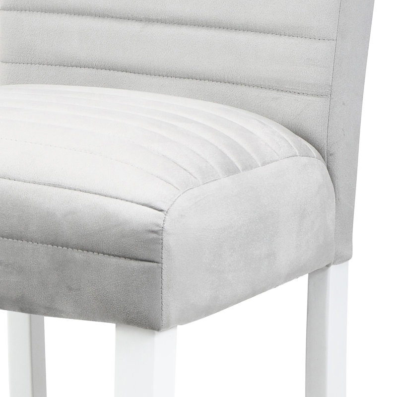 2 pièces grises et blanches chaises de salle à manger - Structure de chaise grise et blanche de 2 bois franc stable