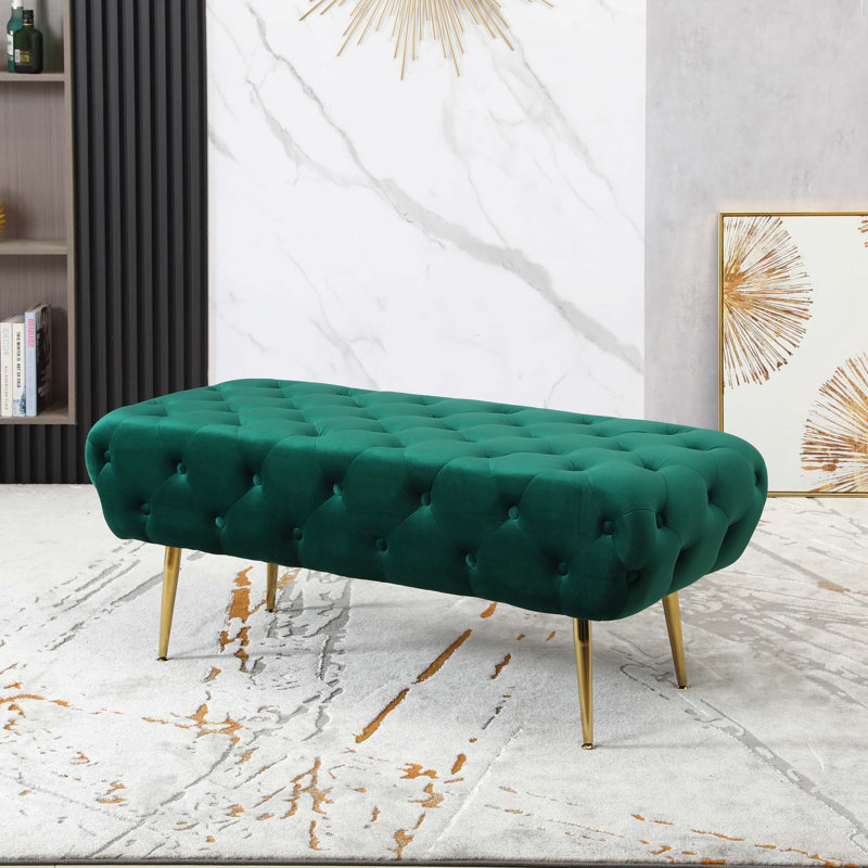 Banc en velours capitonné, Vert