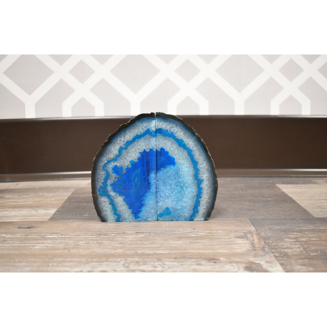 Evelynn Non-Skid Teal Agate Bookends (Set of 2) Willa Arlo™ Interiors Size: 4.5" H x 6" W x 2.5" D