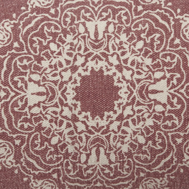 Red and White Organic Cotton Mandala Lumbar Pillow Cover