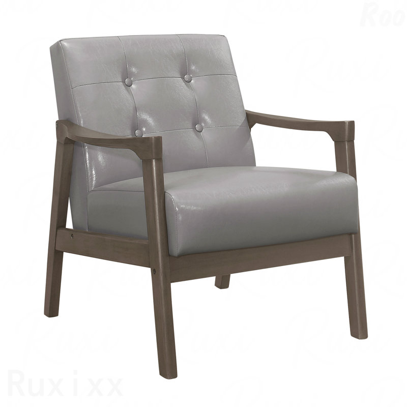 Chaise décorative - Siège capitonné à capitonnage capitonné gris de style Mid-Century