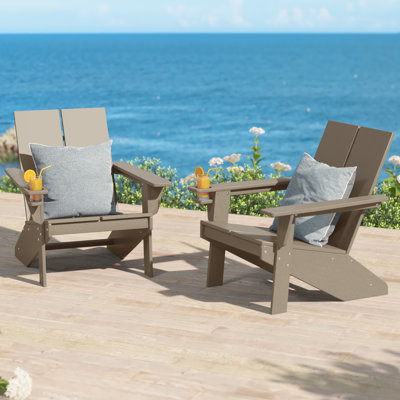 Modern Poly Adirondack Chair (Set Of 2), Black