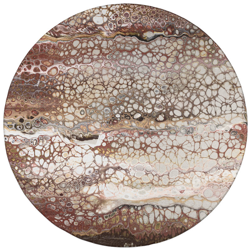 Chenille Washable Abstract Rug, Round 8'