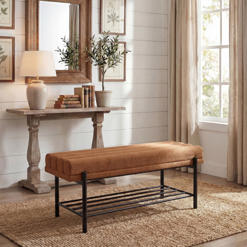 Tufted Upholstered Storage Bench, Tufted Upholstered Storage  Brown Bench