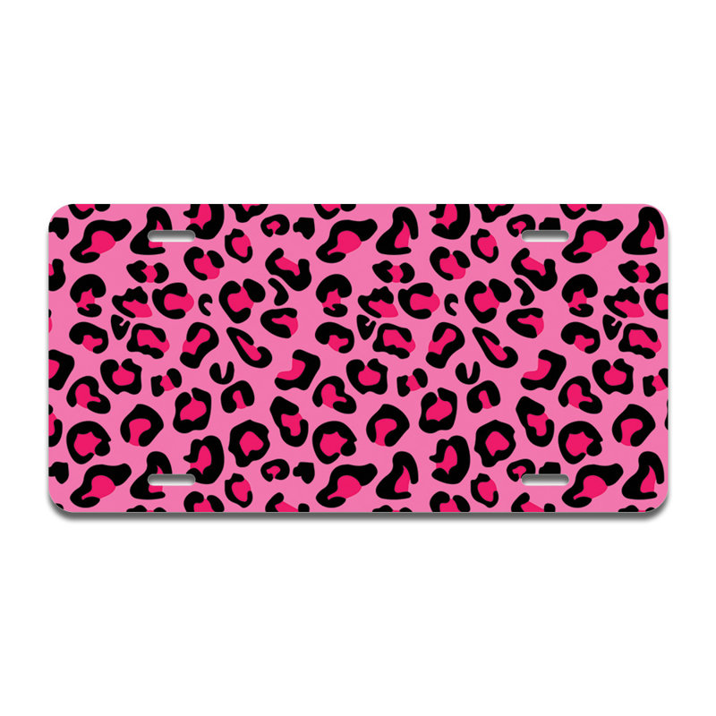 Pink Leopard Aluminum Plate Frame
