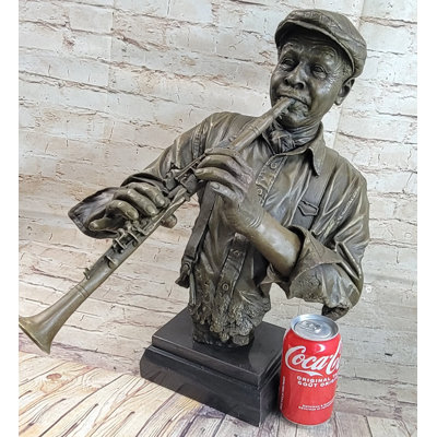 Annouritte Black African American Clarinet Player Bronze Sculpture Figure Hot Cast