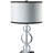 29" Tall Metal Table Lamp with Silver finish, Ring Style, White Round Shade-1333907303