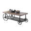 Table basse rustique - chêne et gris, roues en métal gris chaud