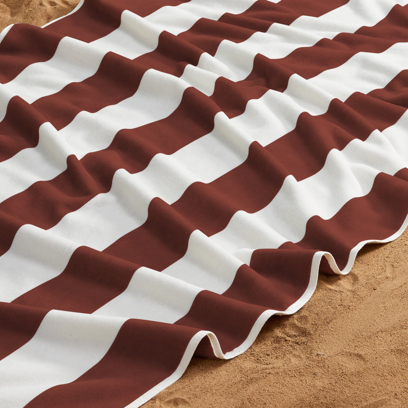 Edgartown Striped Cotton Beach Towels, Terracotta