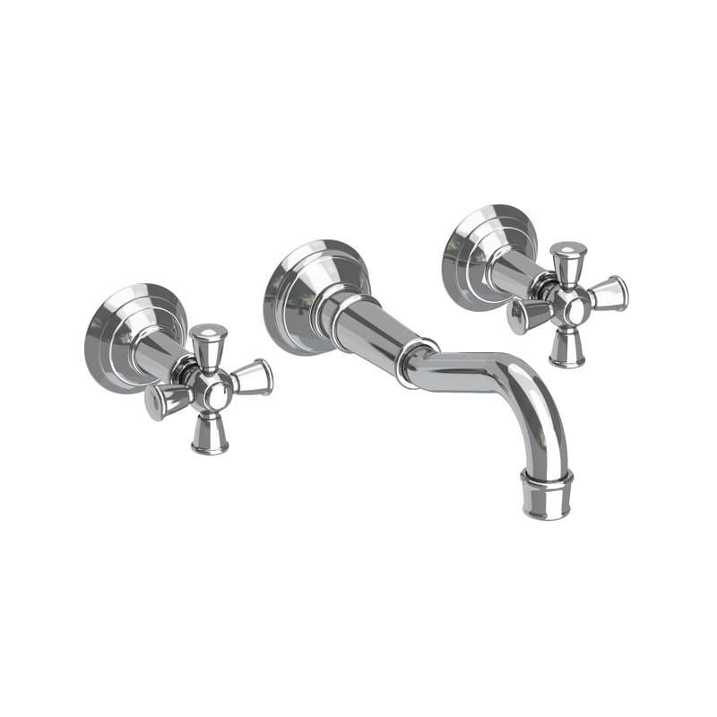 Jacobean Wall Mount Bathroom Faucet, Polished Chrome