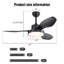 Ventilateur de plafond 47 pouces avec lumière DEL 22W et télécommande 6 vitesses CC pour chambre noire-1667785923-1667785922