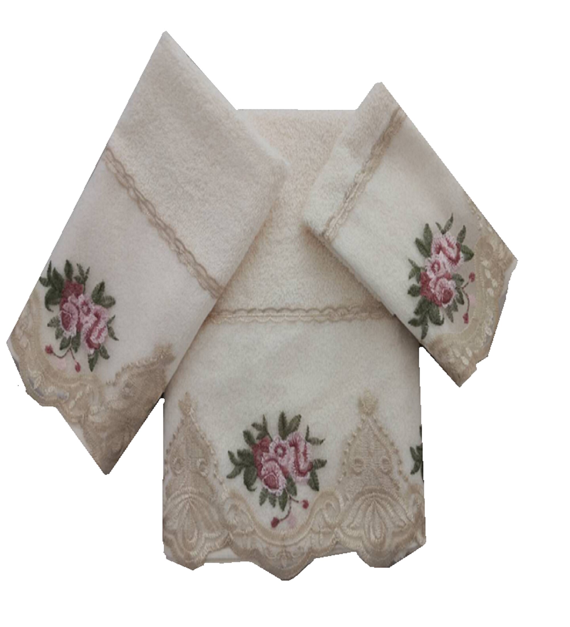 Dublin Rose Blue Embroidered Floral Bath Towel Set