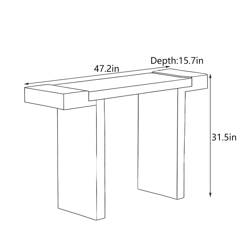 Table d'entrée en bois massif chinois, H 31,5 po x l 47,2 po x P 15,7 po