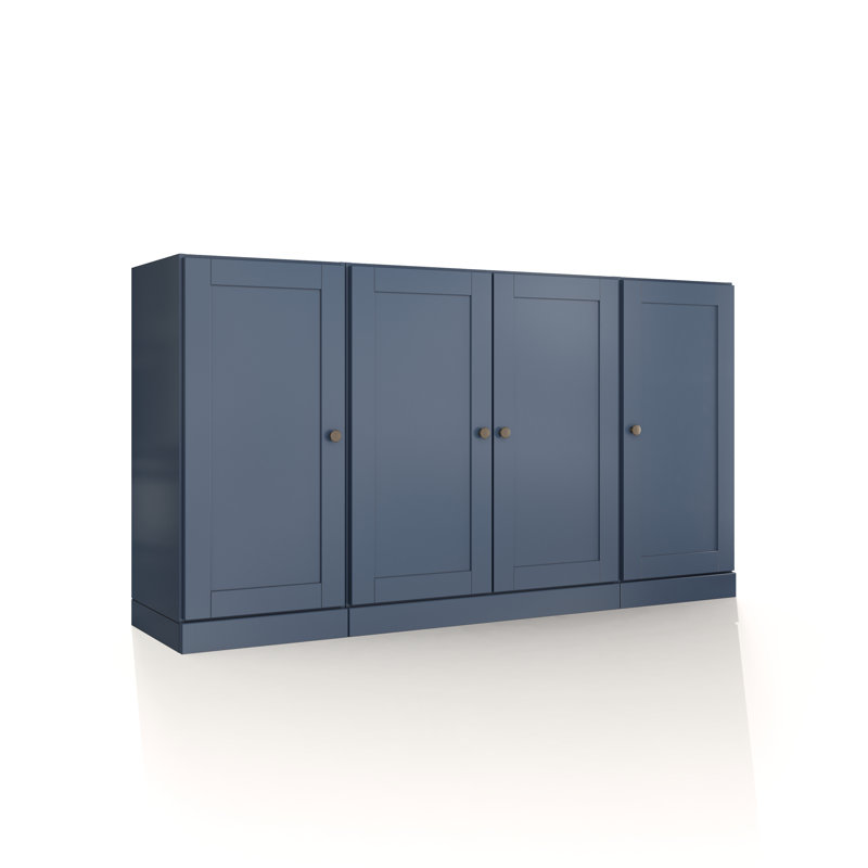 Palace Imports 100% Solid Wood 65" Sideboard with Shaker Doors, 2-Drawers & Adjustable Shelves, Antique Blue