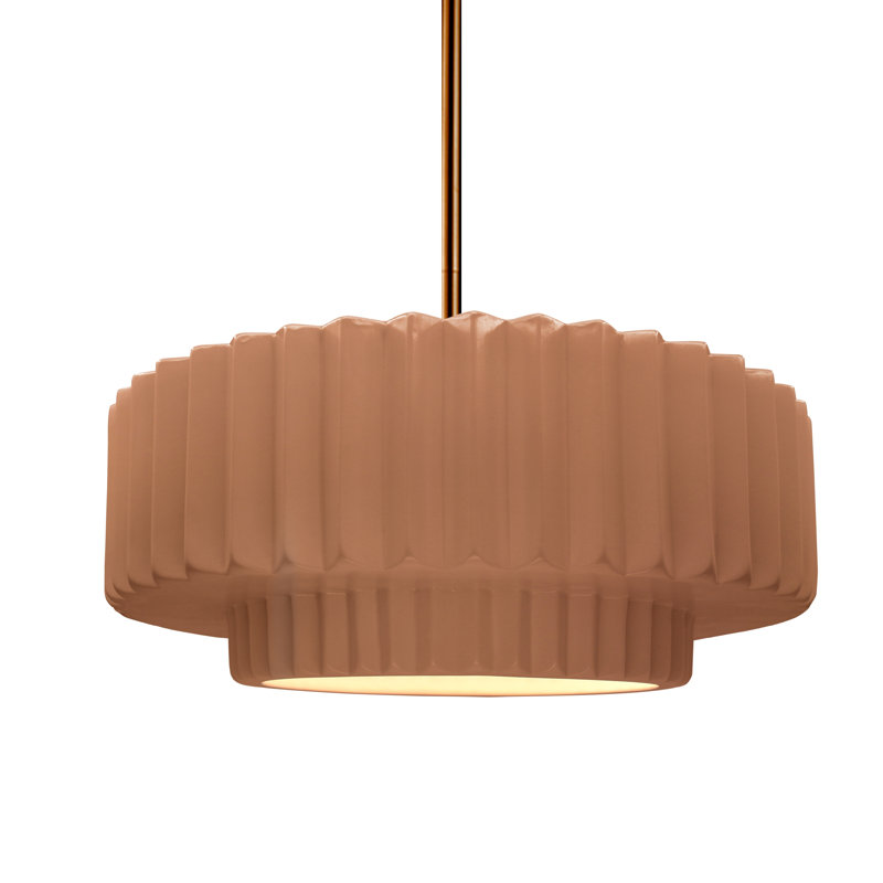 Luminaire suspendu 1 lumière Meydan, H 5,25 po x l 14,5 po x P 14,5 po, Adobe / laiton, Laiton brossé
