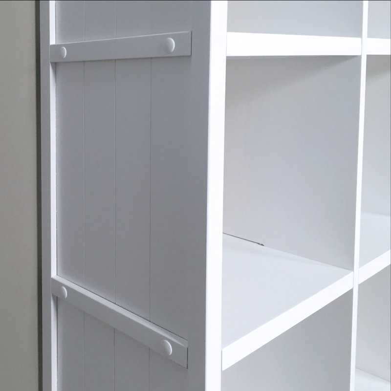 John Louis Home Solid Wood Cube Organizer, White, (4 Shelves) 27.75"H x 25.5"W x 11.75D