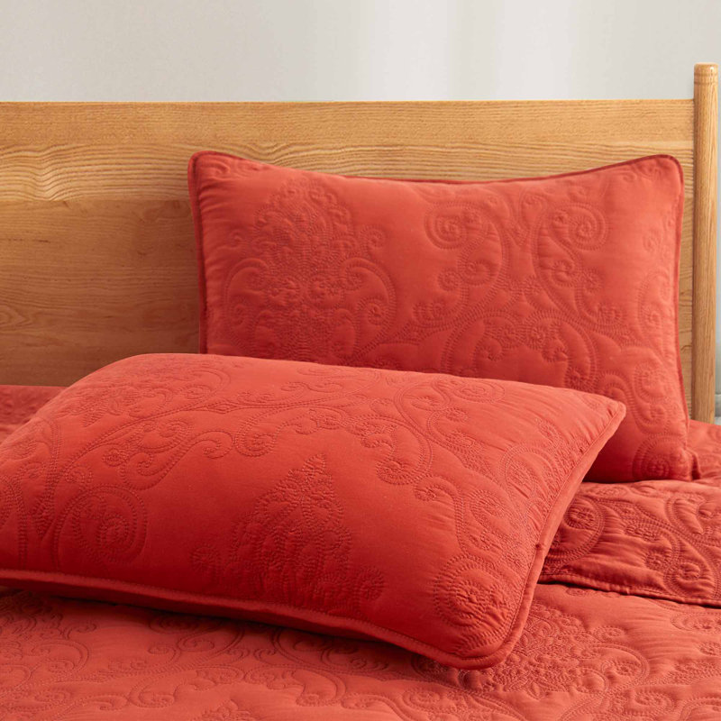 Ensemble de couvre-lit réversible en microfibre, Courtepointe très grand + 2 taies d'oreiller stan, Rouge