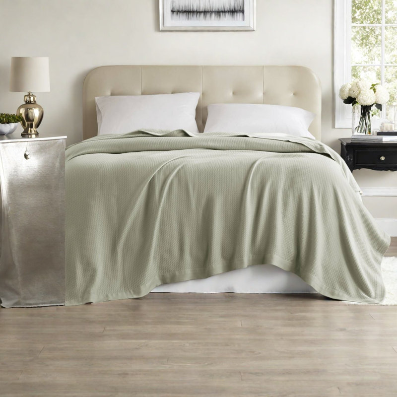Ensembles de literie en coton égyptien, couverture très grand vert sauge, confort douillet